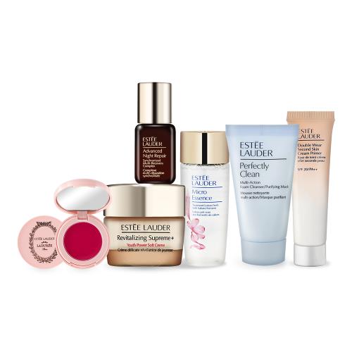 ESTEE LAUDER 雅詩蘭黛 全能妝前保養組[潔面乳+原生露+特潤+膠原霜+乖乖乳+潤唇膏]
