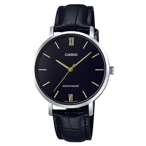 【CASIO卡西歐】復古簡約皮革女錶 LTP-VT01L-1B