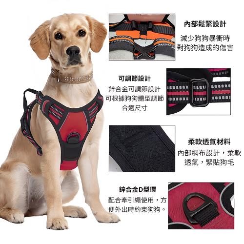 CS22 雙層加厚反光防爆衝狗胸背帶 + 牽引繩