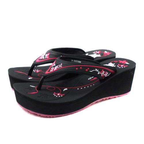 G.P (GOLD PIGEON) 阿亮代言 夾腳拖鞋 厚底 黑/桃紅 女鞋 G9335W-15 no797