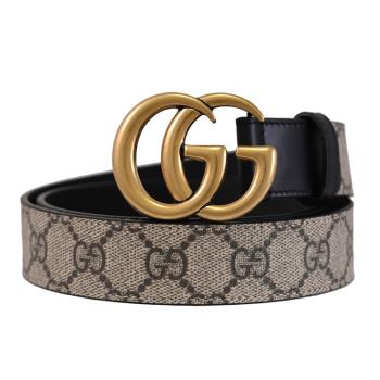 GUCCI 625839 GG Supreme 經典LOGO花紋皮革皮帶.黑邊