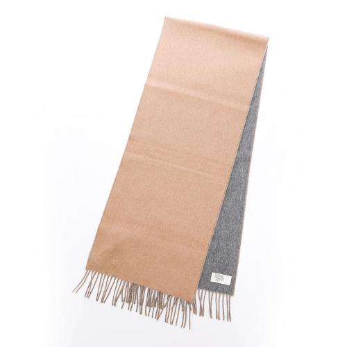 Johnstons of Elgin 雙面羊毛圍巾(灰/駝色)