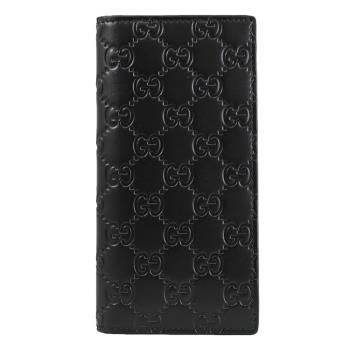 GUCCI 779828 GG LOGO質感壓花皮革對開多卡長夾.黑