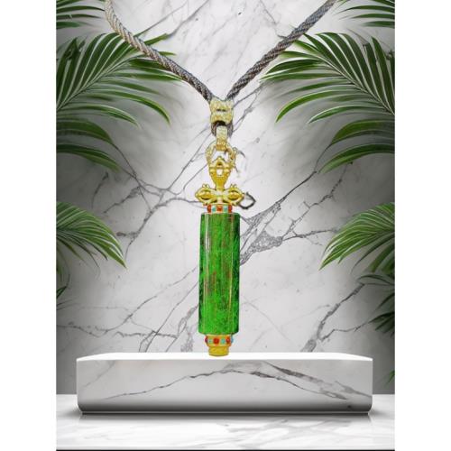 【戴昇金】滿綠翡翠路路通精鑲金鋼杵