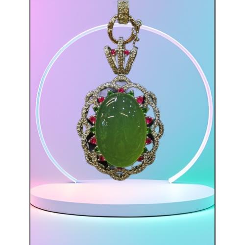 【戴昇金】葡萄石 20克拉  (925銀白金鑲晶鑽)