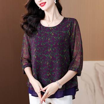 【ALLK 歐楷】新品 7分袖印花上衣 花色(尺寸L-XXL/中大尺碼/涼爽/透氣)