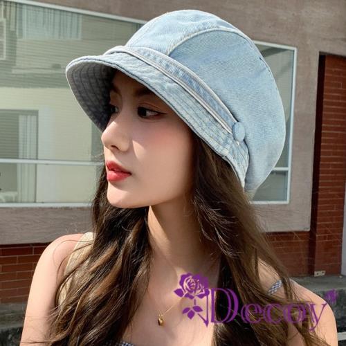 【Decoy】韓風時尚 水洗牛仔薄款遮陽鴨舌堆堆帽/淺藍色