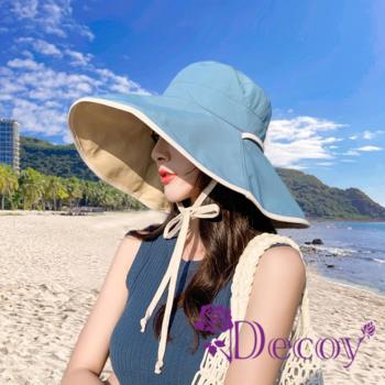 【Decoy】純色穿繩 加大帽簷防曬遮陽雙面漁夫帽 /顏色可選