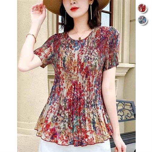 【KEITH-WILL歐風】韓國亞麻完美主張三宅風壓褶上衣(壓褶/中大尺碼/修身/輕薄/小香風)