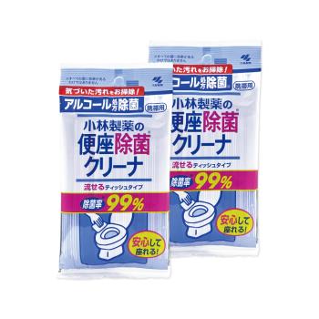 (2包20入超值組)日本小林製藥-馬桶座墊專用除汙垢水溶性抽取式隨身清潔濕紙巾10抽/包(拋棄式潔廁濕式衛生紙,公廁馬桶擦拭布,便攜如廁衛生擦濕巾)