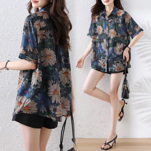 【ALLK 歐楷】新品 燙鑽印花上衣 圖片色(尺寸L-XXL/中大尺碼/涼爽/透氣)