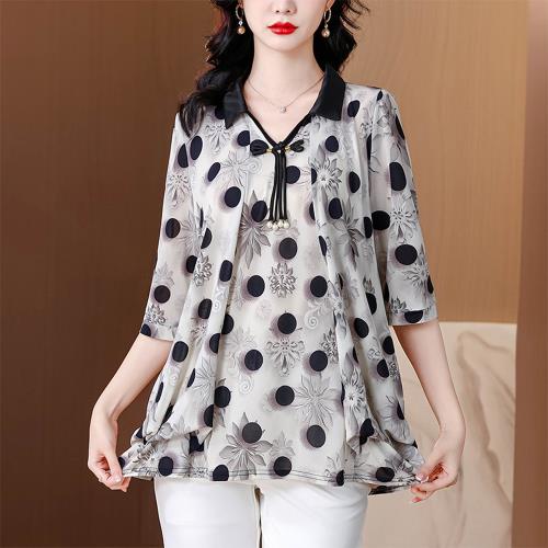 【ALLK 歐楷】新品 印花雪紡上衣 圖片色(尺寸L-XXL/中大尺碼/涼爽/透氣)