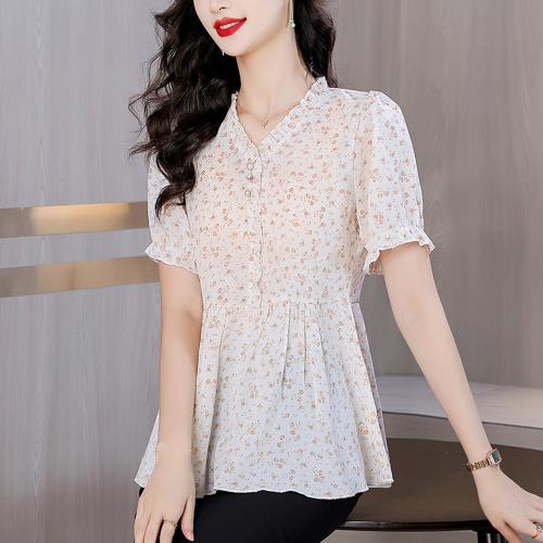 【ALLK 歐楷】新品 立領印花上衣 圖片色(尺寸L-XXL/中大尺碼/涼爽/透氣)