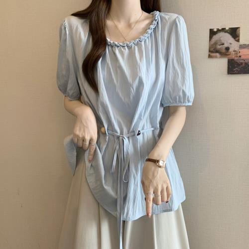 【ALLK 歐楷】新品 編織綁帶上衣 共2色(尺寸L-XXL/中大尺碼/涼爽/透氣)