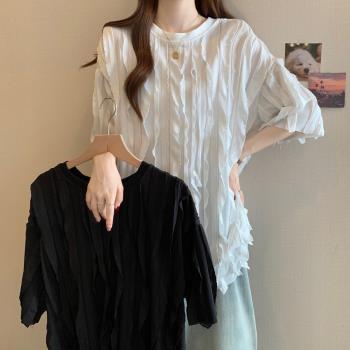 【ALLK 歐楷】新品 抽皺層次上衣 共2色(尺寸L-XXL/中大尺碼/涼爽/透氣)