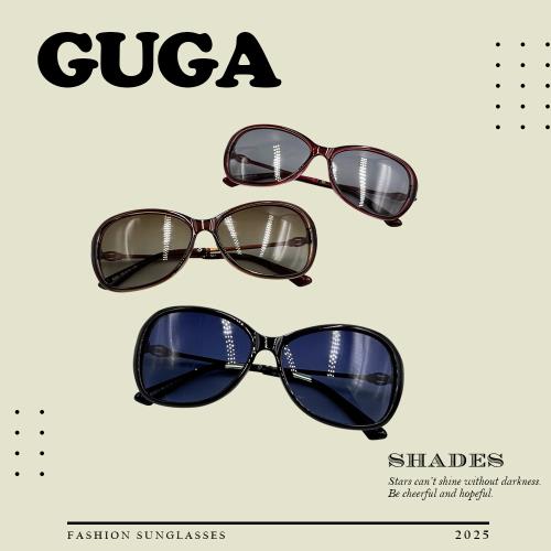 【GUGA】偏光淑女太陽眼鏡 金屬巴洛克扣飾 鑲嵌晶鑽細節 視野清晰 UV400抗紫外線 8281