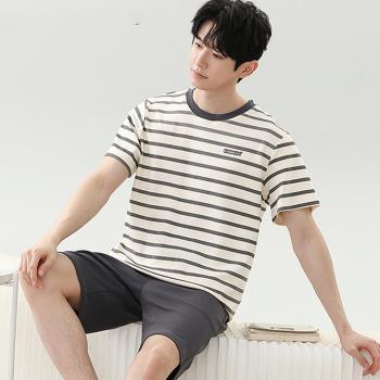 【藍尼居家】★基本款條紋居家睡衣(男睡衣/家居服/舒適/兩件式)