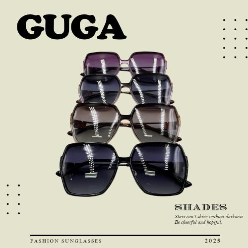 【GUGA】偏光淑女太陽眼鏡 金邊幸運草款 透明漸層感 視野清晰 UV400抗紫外線 8055