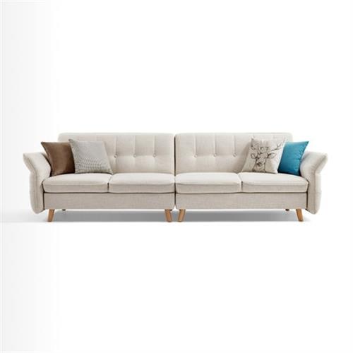 [hoi!]hoi! 林氏木業北歐多功能科技布四人座沙發床 1012-米白色