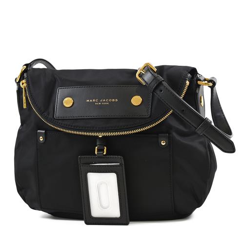 MARC JACOBS 高密度尼龍磁吸釦證件夾翻蓋馬鞍包-黑色/大