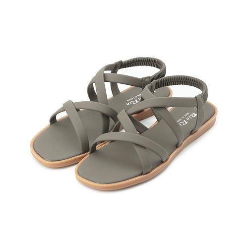 RIN RIN 雙叉鬆緊帶涼鞋 灰 女鞋 鞋全家福