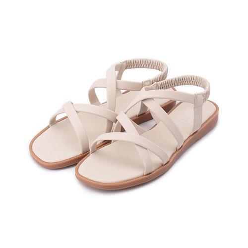 RIN RIN 雙叉鬆緊帶涼鞋 米 女鞋 鞋全家福