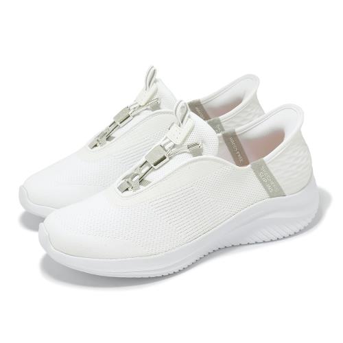 Skechers 懶人鞋 Ultra Flex 3.0 Slip-Ins 女鞋 白 銀 輕量 避震 套入式 健走鞋 150458WSL