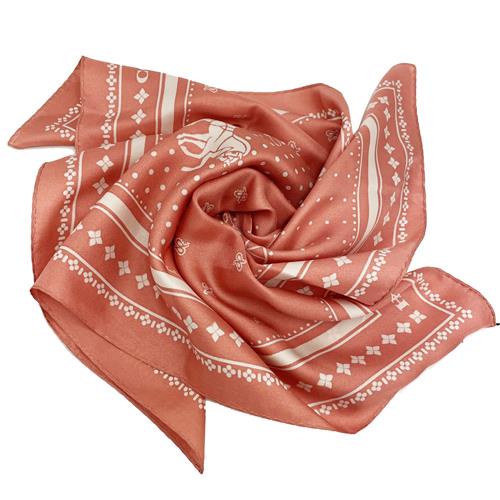 【COACH】馬車LOGO100%蠶絲絲巾方巾圍巾(點點粉)