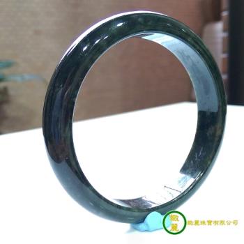 【緻麗珠寶】緻麗美鐲墨守成規，美玉墨甜糯種墨玉扁鐲(18-18.5)