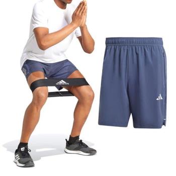 Adidas GYM+ 3S WV SHT 男款 藍色 運動 訓練 拉鍊 口袋 吸濕 排汗 休閒 短褲 IW5907