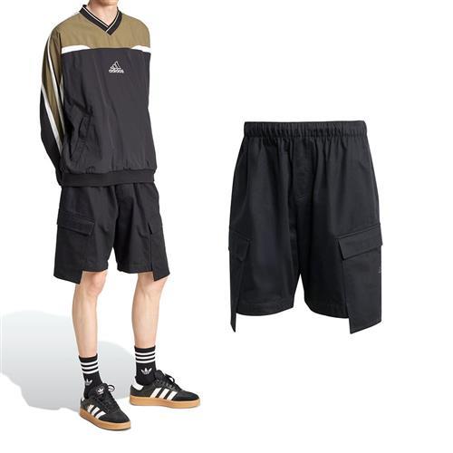 Adidas Utility Short 男款 黑色 工裝口袋 休閒 運動 腰部鬆緊 口袋 三葉草 短褲 JD5381