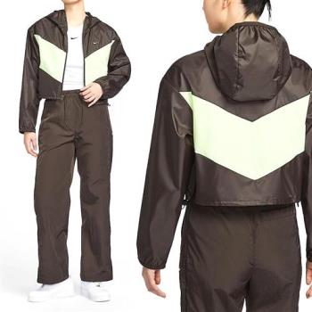 Nike LTWT HDED 女款 咖啡色 短版 落肩 運動 休閒 拉鍊 連帽 外套 HJ1183-220