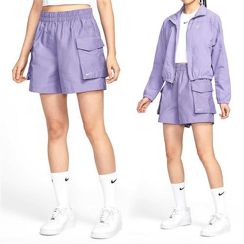 Nike ESSNTL WVN HR 5 CRGO 女款 紫色 高腰 工裝褲 休閒 寬鬆 短褲 HM6983-527