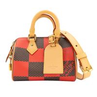 Louis Vuitton Speedy 18 Damier Pop 棋盤格紋帆布手提斜背二用包(N40611-紅)