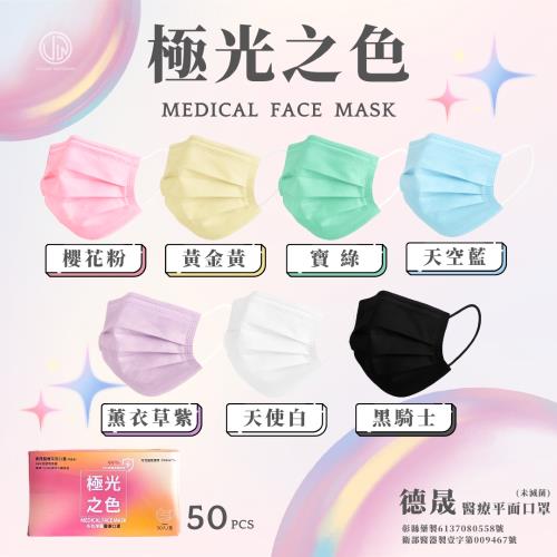 [德晟]成人醫療平面口罩(未滅菌)單盒(多色任選、50入/盒)