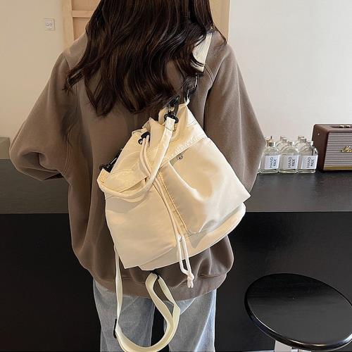 Acorn*橡果-新款韓系多功能後背包水桶包側肩包防潑水6925(白色)