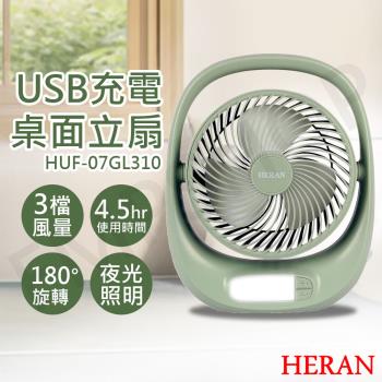 【禾聯HERAN】USB充電桌面立扇 HUF-07GL310