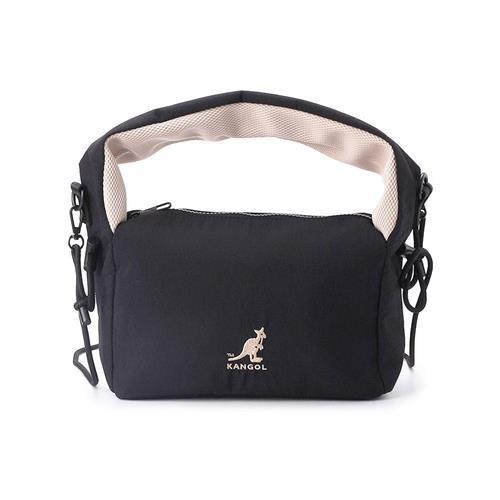 KANGOL 水洗尼龍抽繩手提側背包 黑 6525170520