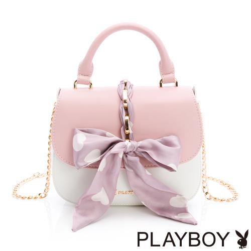 PLAYBOY - 翻蓋手提包附長背帶 Poise系列 - 粉色