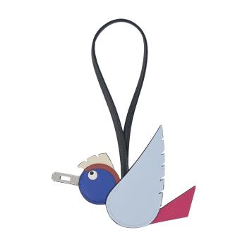 Hermes 愛馬仕 Birdy charm 牛皮鴕鳥皮羊皮拼接飛鳥吊飾(霧藍色/墨西哥粉/寶藍色/銅紅色/奶油白)