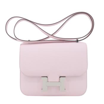 Hermes 愛馬仕 Mini Constance 18CM K刻 羊皮新款斜揹包(M7戀愛粉/銀釦/附鏡子)