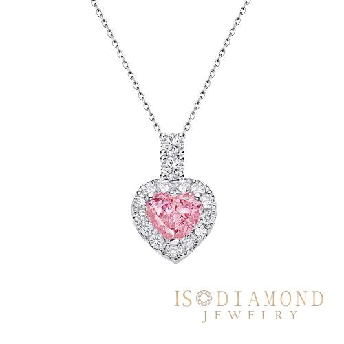 【ID】1克拉鉑金台鑽石項鍊 VS1高規格淨度 粉鑽 心形滿鑽(培育鑽石)