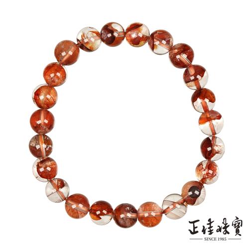【正佳珠寶】膠花水晶 高品錦鯉紅膠花水晶 8-8.5mm 膠花手珠