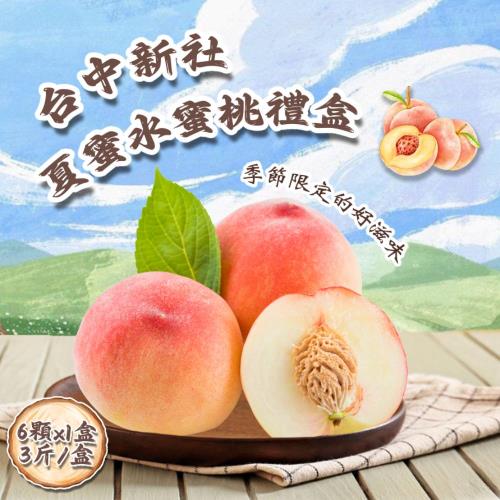 【禾鴻】台中新社夏蜜水蜜桃禮盒6顆x1盒(3斤/盒_含盒重)