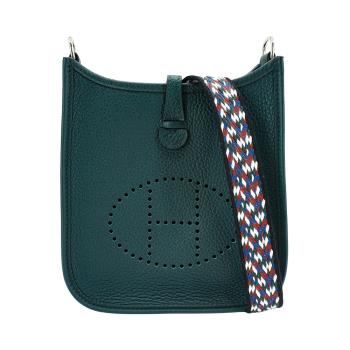 Hermes Mini Evelyne TC牛皮銀釦斜揹包(AJ松柏綠)
