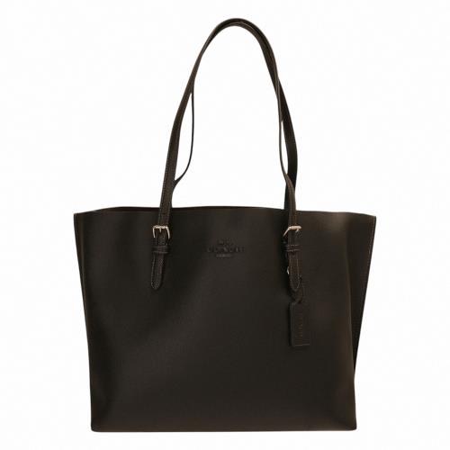 COACH-金屬馬車防刮PVC皮革 三層托特包(黑)大