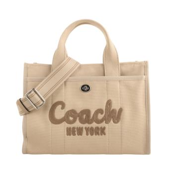 COACH-CARGO 系列繡線字母LOGO 帆布兩用包(淺卡其)中