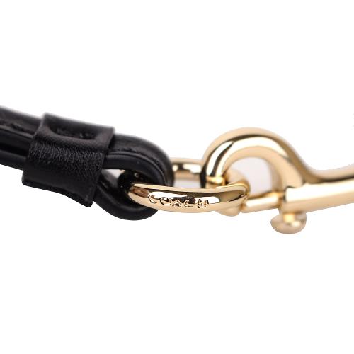 COACH  烙印金 LOGO PVC 皮革掛帶證件夾(深咖)