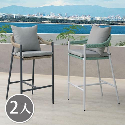 Boden-哈里鋁合金防水戶外吧台椅/休閒吧檯高腳椅/工作椅/酒吧椅/櫃台椅(二入組合-兩色可選)