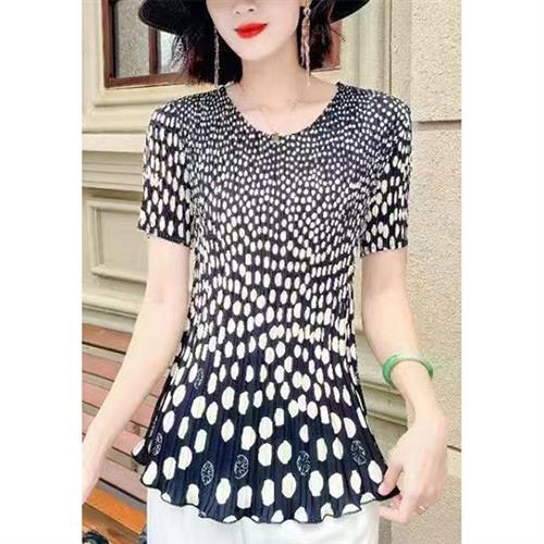 【KEITH-WILL歐風】韓國亞麻涼感完美漫遊三宅風壓褶上衣(壓褶/中大尺碼/修身/輕薄/小香風)